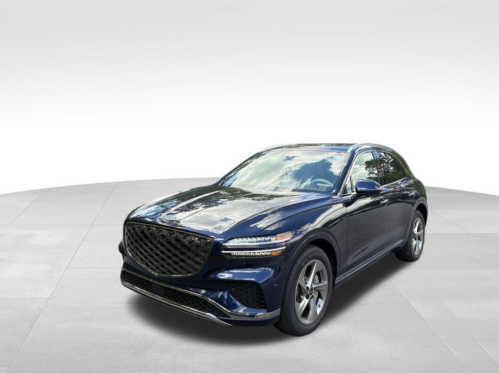 2026 Genesis GV70 2.5T Advanced in Capri Blue — front three-quarter view