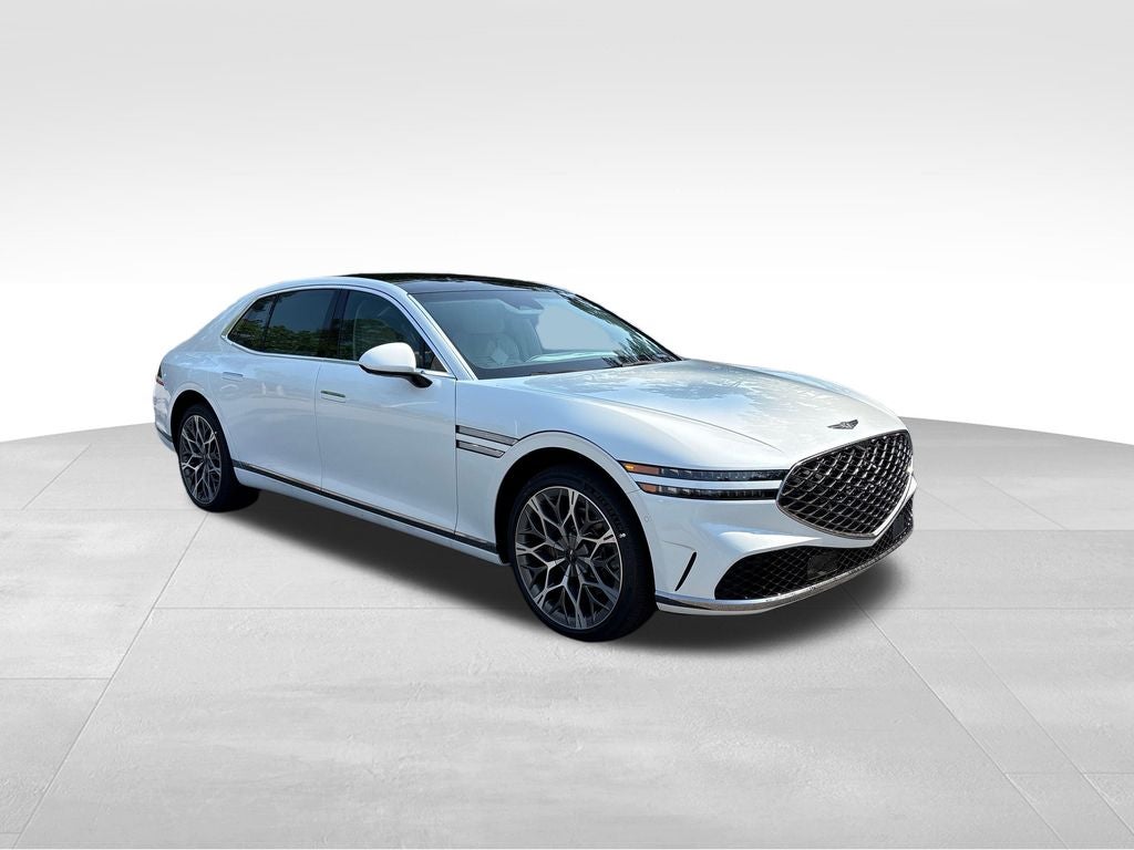 2026 Genesis G90 3.5T e-SC in Uyuni White — front three-quarter view