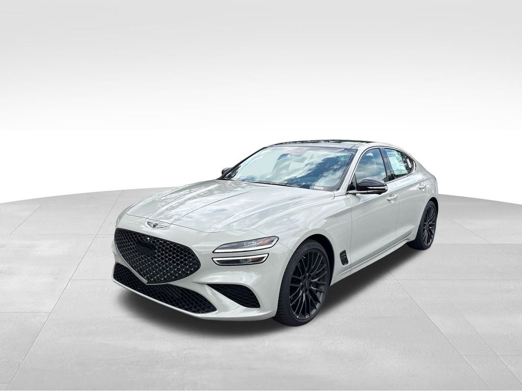2026 Genesis G70 3.3T Prestige Graphite in Vatna Gray — front three-quarter view
