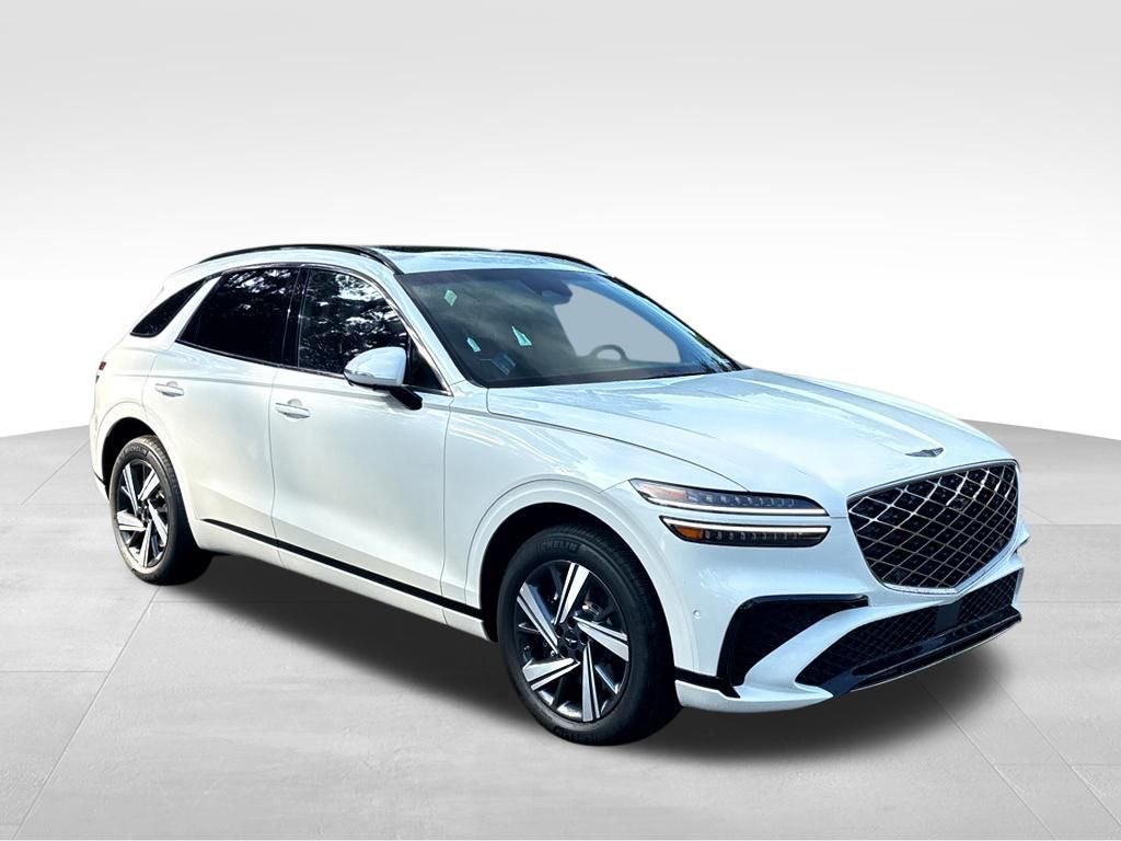 2026 Genesis GV70 2.5T Advanced in Makalu Gray — front three-quarter view