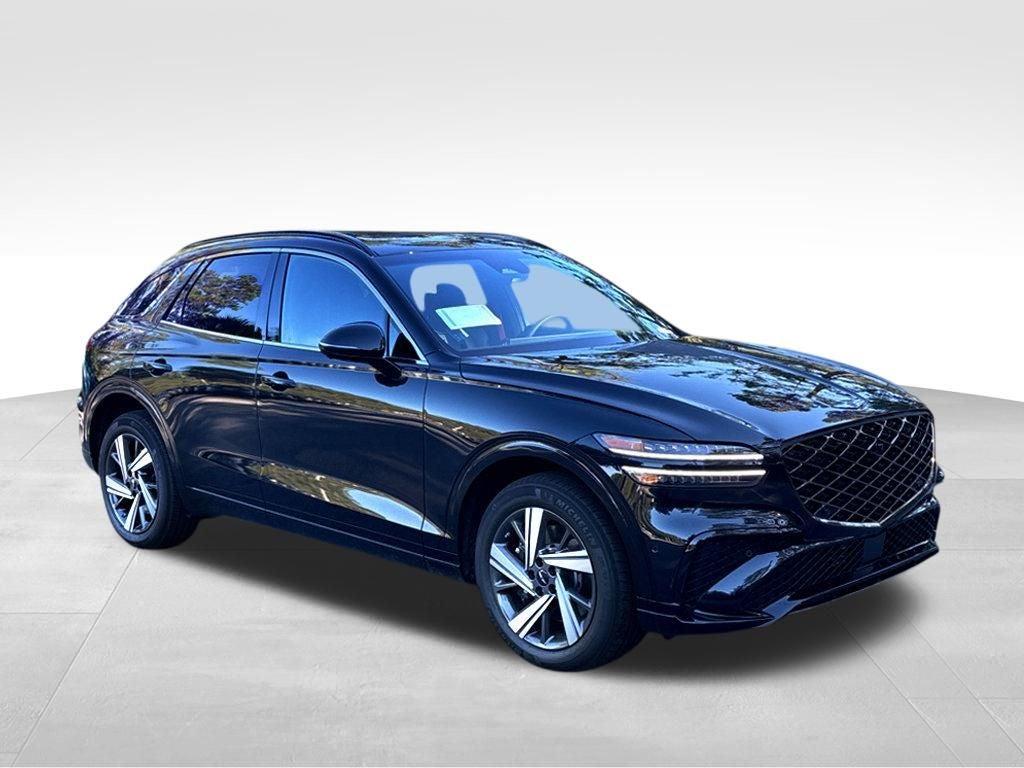 2026 Genesis GV70 3.5T Sport Advanced in Vik Black — front three-quarter view
